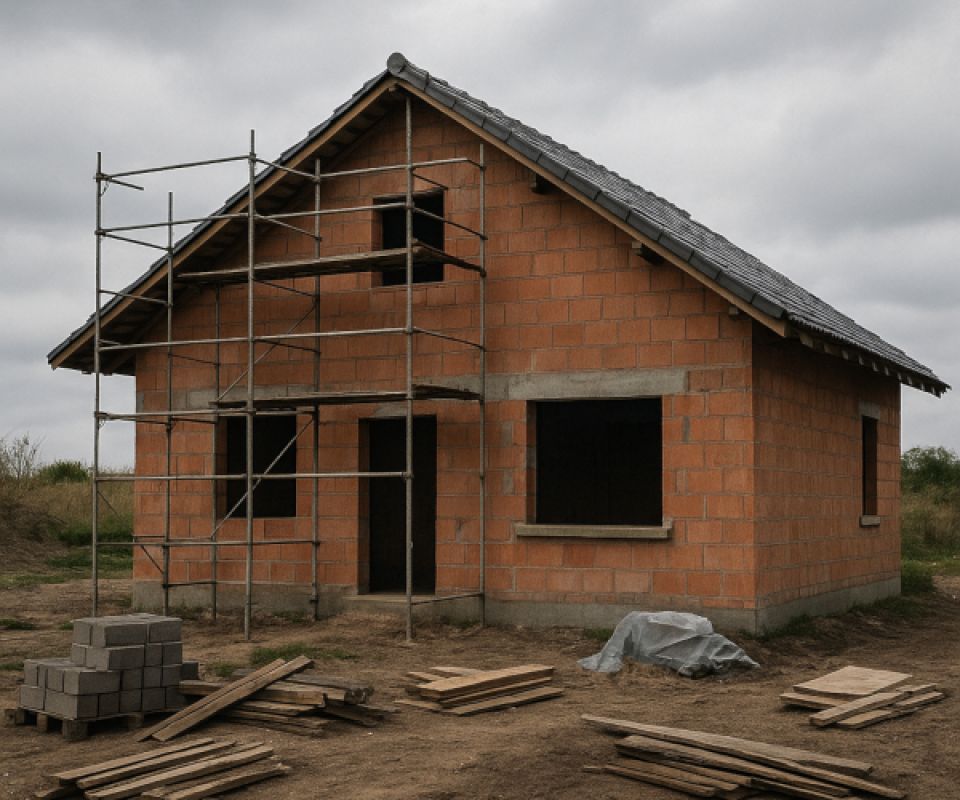 Alt="Maison en chantier à l'arrêt"